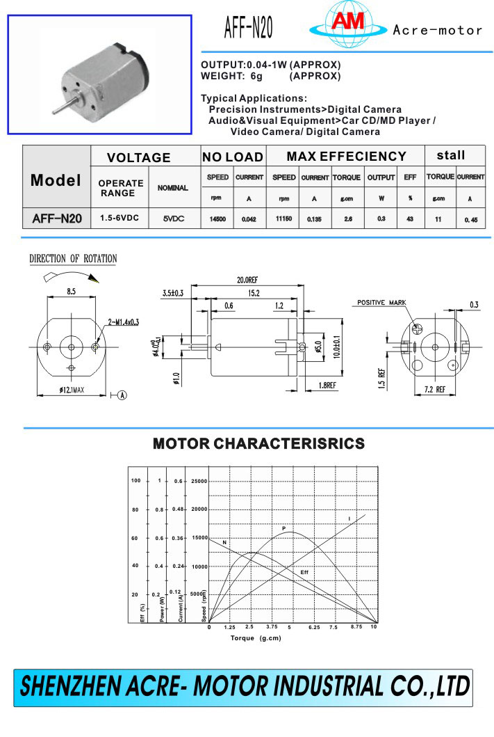 DC motor AFF-N20