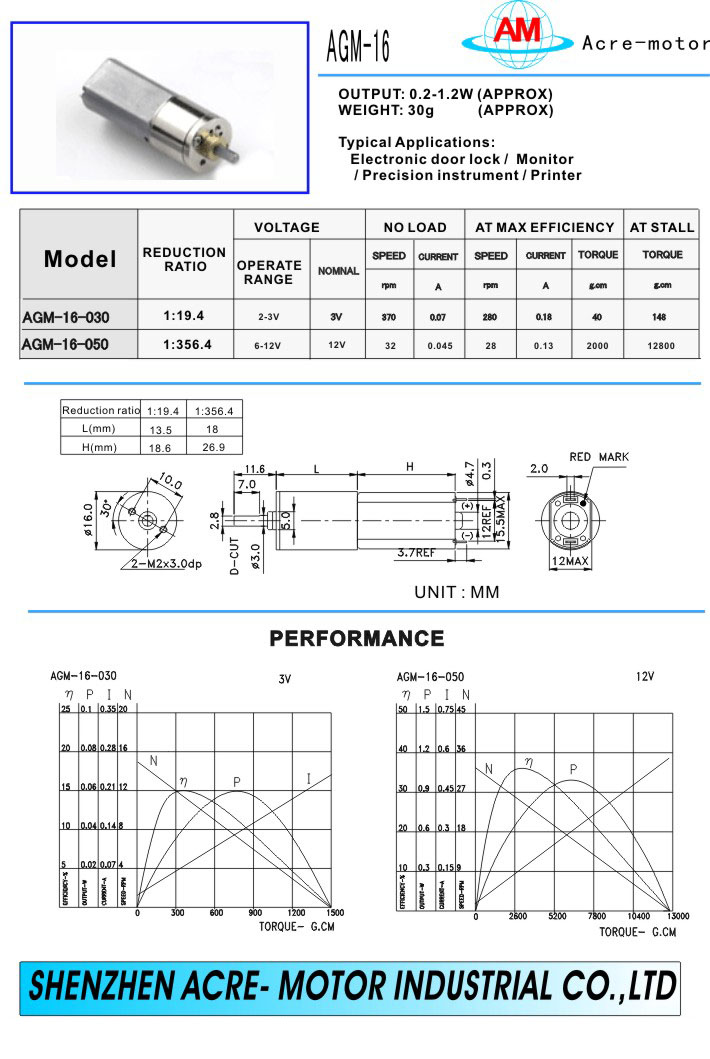 直齿轮电机 AGM-16