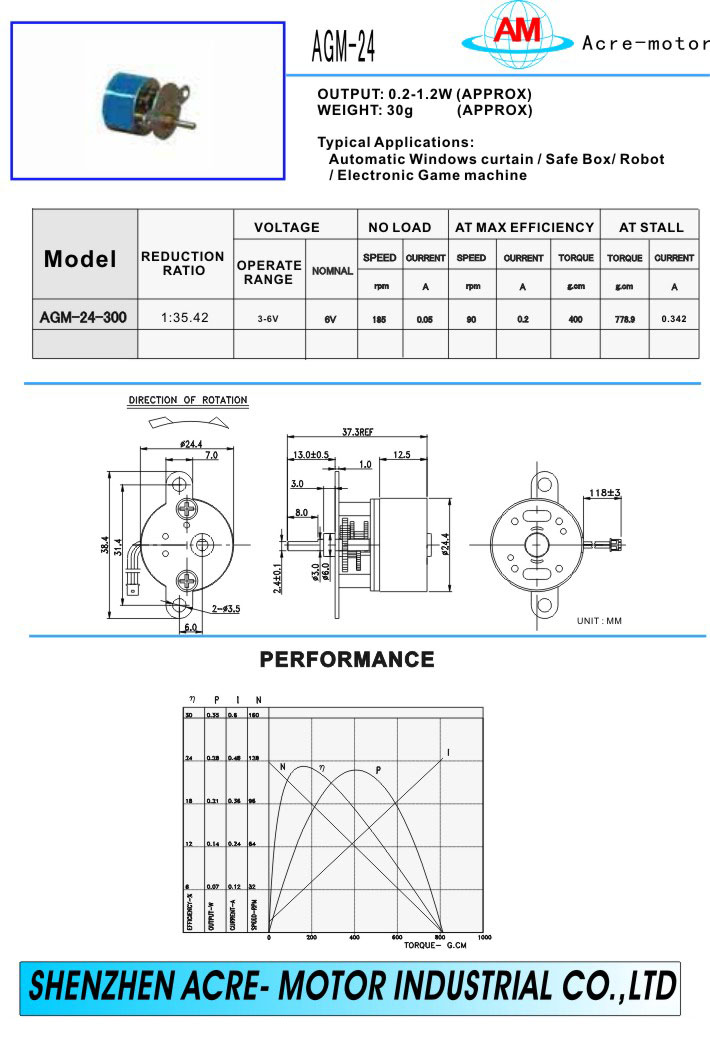 Spur gear motor AGM-24