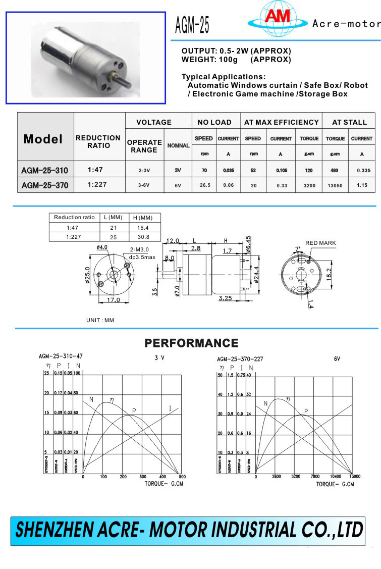 Spur gear motor AGM-25